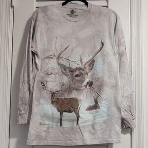The Mountain Long Sleeve Deer Tee - Gray, Brown, White